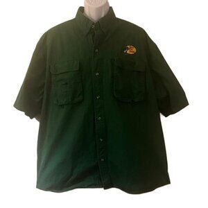 Bass Pro Shops Dark Green‎ Mesh Fishermen Button Down Shirt, XXL